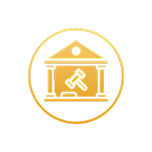 Icono de tribunal y representación legal.